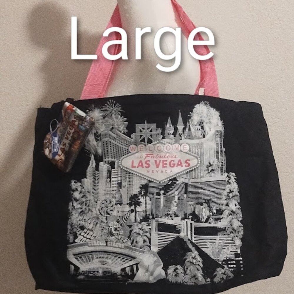 NWT New Las Vegas Tote Coin Bag Zip Black Tote Bag And Coin Bag 20 x 13 x 5